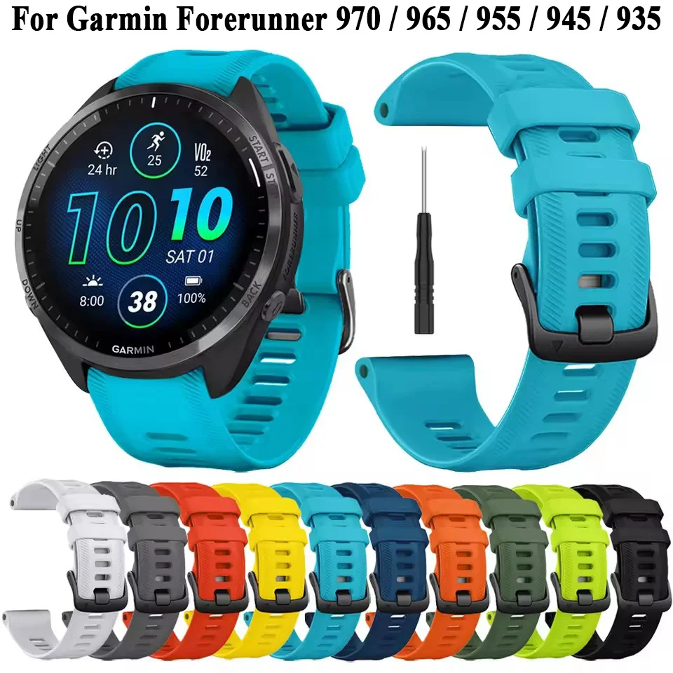 Silikonowy pasek sportowy do Garmin Forerunner 965 955 Solar 970 945 935 745 Pasek do zegarka 22mm Wymienna opaska na nadgarstek Bransoletka