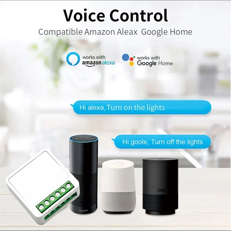Tuya 16A Mini WiFi DIY Light Switches Module Smart Switch 2-way Control Timing Works with Smart Life Alexa Alice Google Home