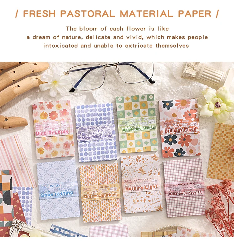 Nicht-Klebende Vintage Notizblöcke für Journaling Retro Dekorative Papierbögen Ästhetisches Schreibwaren-Set für Scrapbooking & DIY-Basteln – Detail 17
