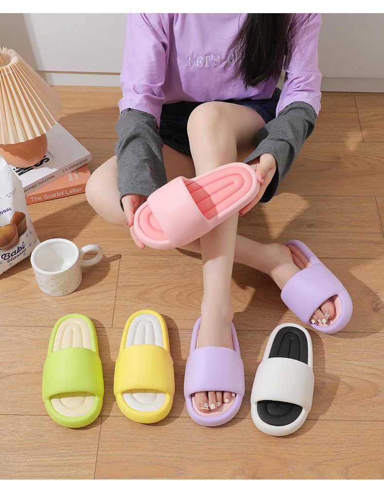 

New Quick Dry Bathroom Slippers for Women Soft Comfortable Lightweight Home Slippers Couples Use Thick Sole Design