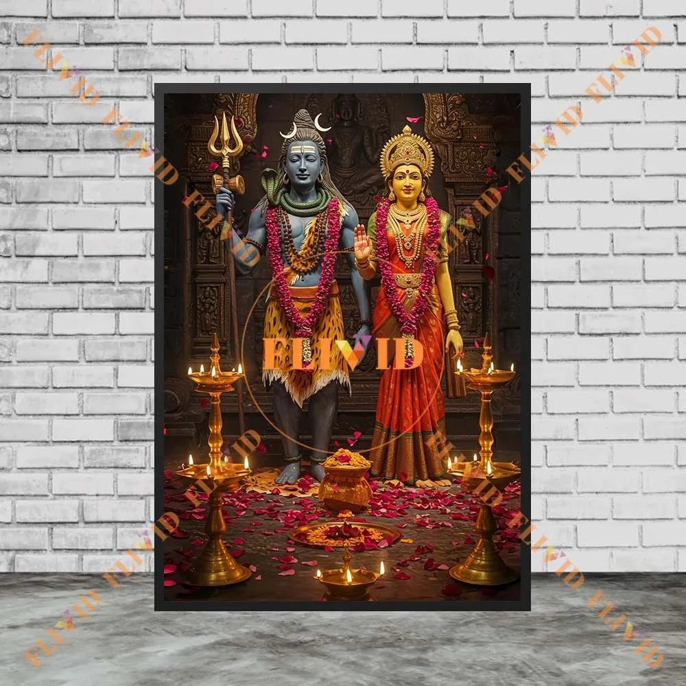 Goddess Parvati Shiva Hinduism Religion Poster Wall Pictures For Church Room Decor Posters Wall Art Canvas Painting Unframed