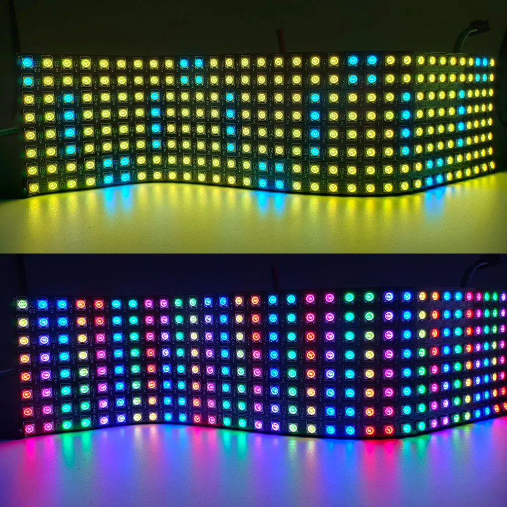 WS2812B Individuell adressierbare digitale flexible Panel-Leuchte WS2812 IC RGB LED 8x8 16x16 8x32 Pixel Modul Matrix Bildschirm DC5V