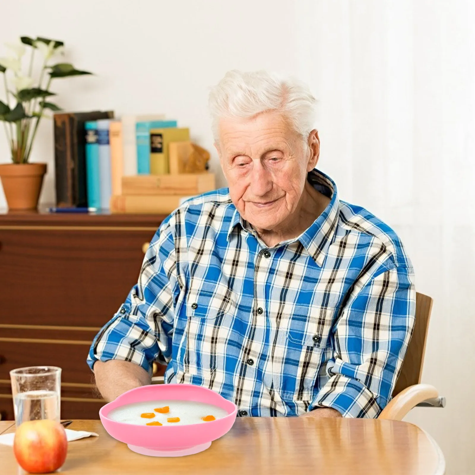 

Suction Base Dining Bowl for Senior Elderly Handicapped Anti-Fall Plastic Tableware Easy Clean Safe Suction Cup Bowl