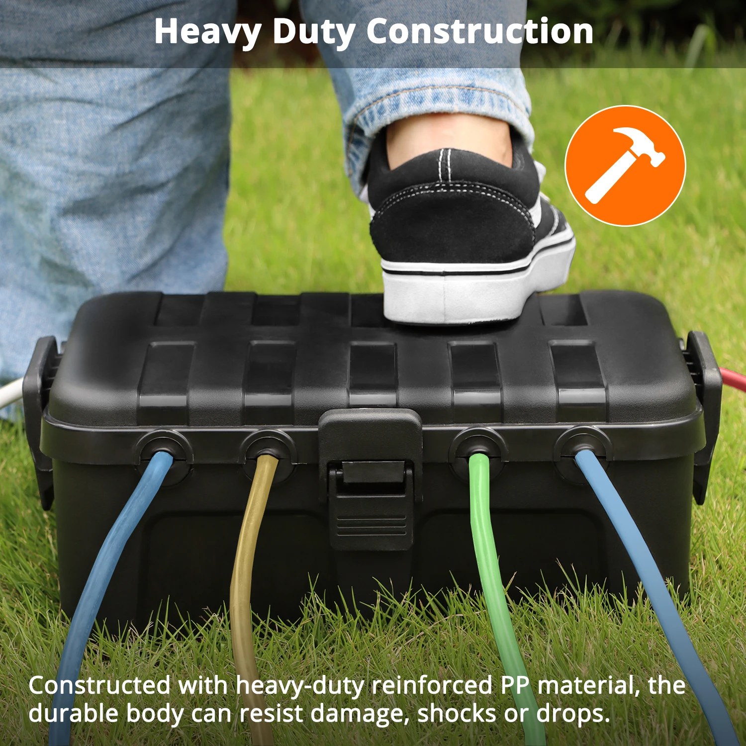Large Outdoor Electrical Box IP54 Weatherproof Extension Cord Cover for Lights Timers Power Strips Outlets And Plugs
