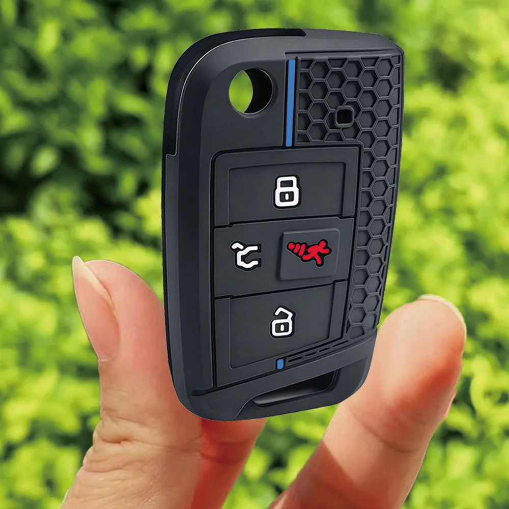 Remote Silicone Car Fob Key Cover Case For Volkswagen Golf GTI Alltrack Golf R Sportswagen Polo Skoda Tiguan Atlas e-Golf Jetta