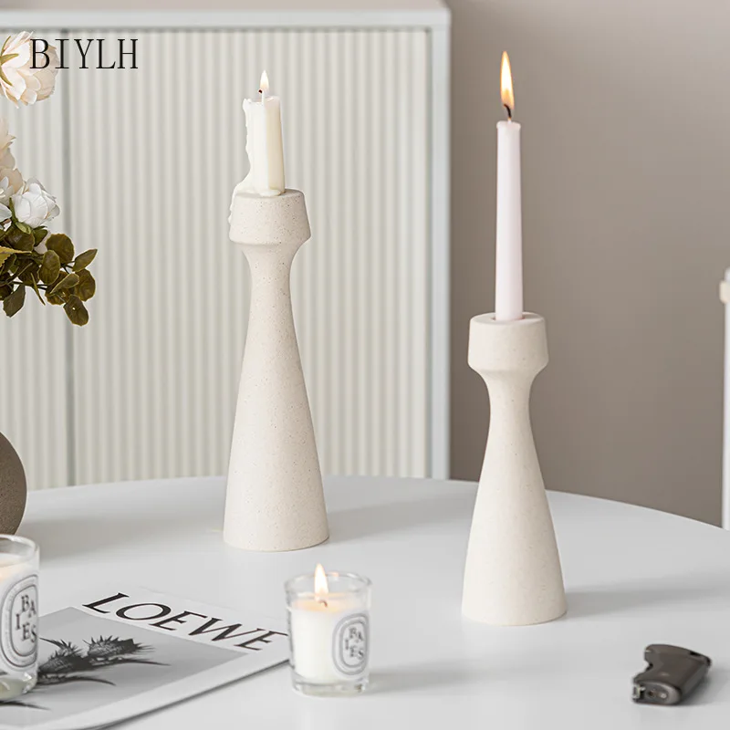 BIYLH Nordic Style Ceramic Candle Holder Simple Home Decoration Ornaments Scented Candle Base Photography Props Holiday Gifts