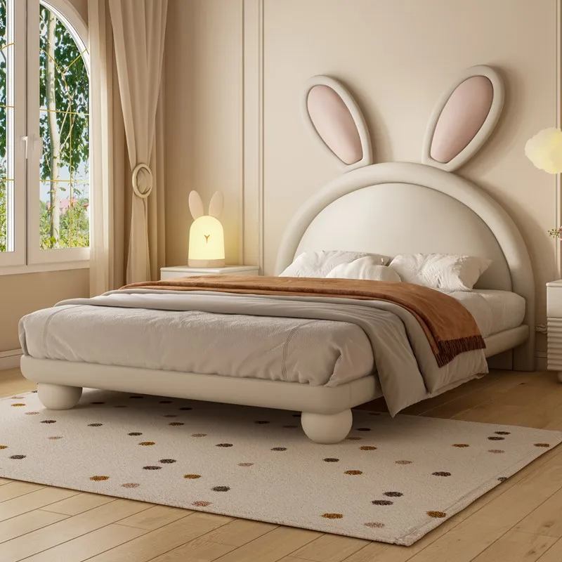 Child rabbit girl princess Internet celebrity girl girl bedroom solid wood single bed