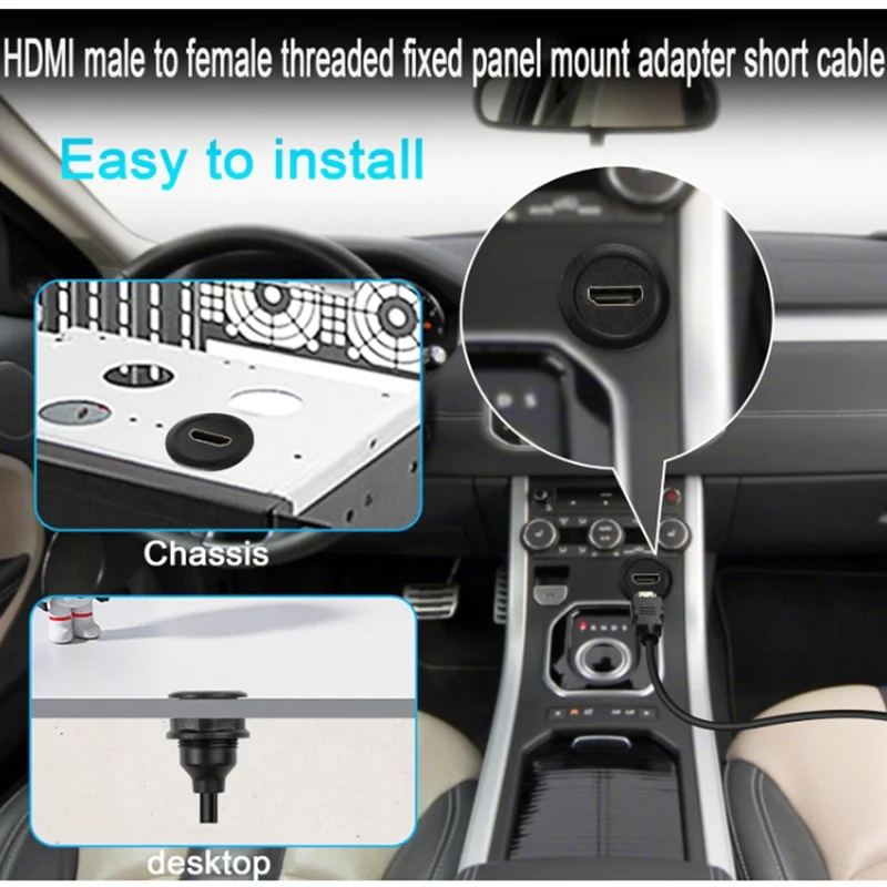 For Car/RV/Boat Dashboard HDMI 1.4 Male to Female  Flush Mount 1080P  Threaded Fixed Panel Mount  Connector Extension Cable,