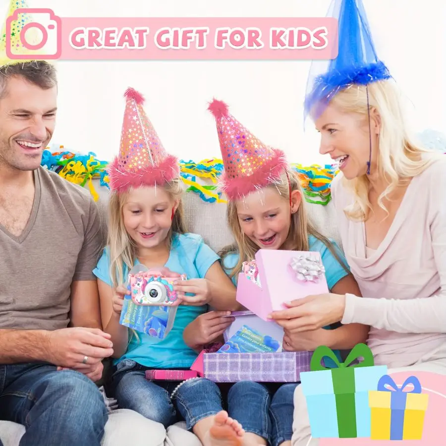 Cámara súper bonita para niños, juguete educativo para niños, cámara Digital de cumpleaños para bebés, cámara de vídeo de 1080P con regalo gratis para niñas
