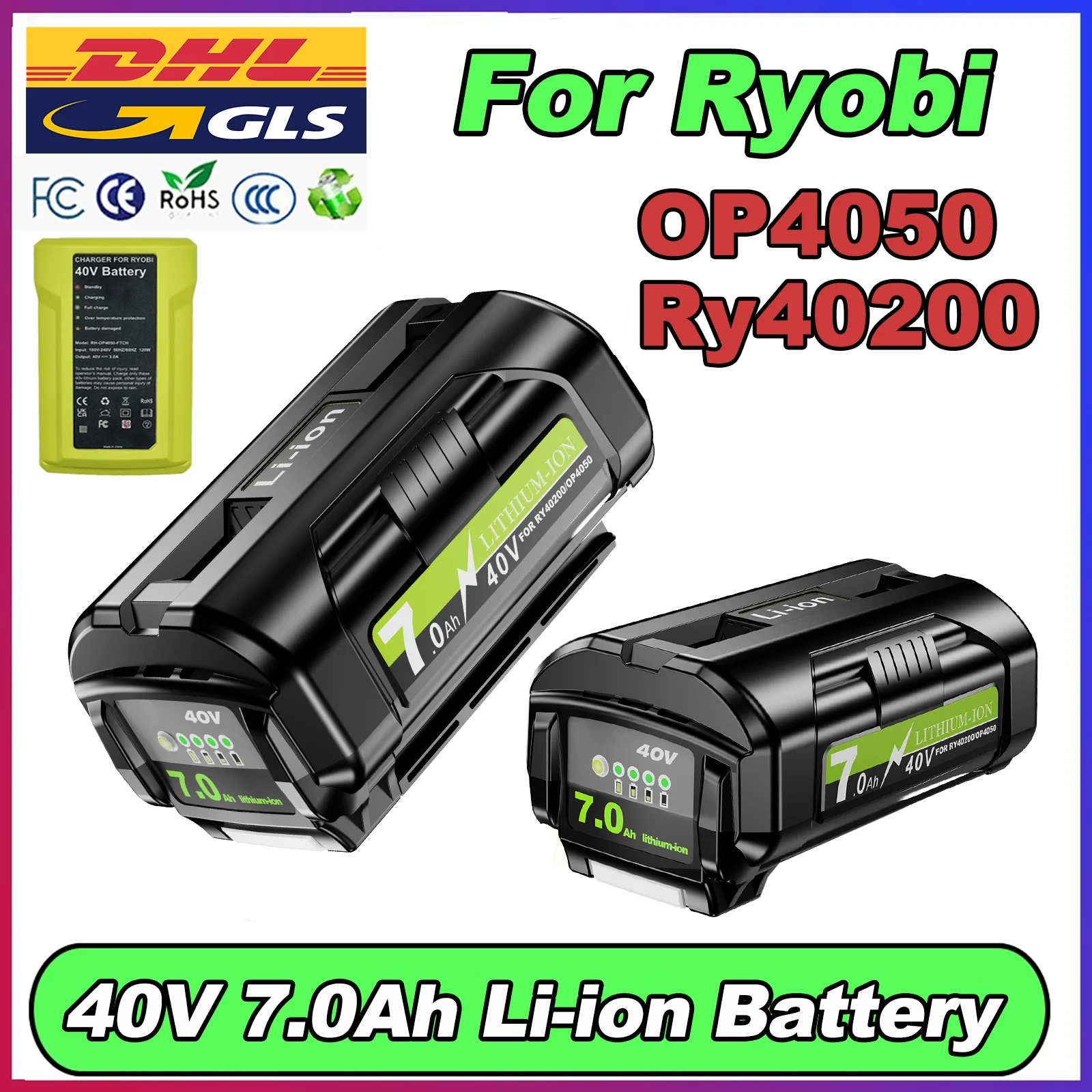 Pour Ryobi OP4050 40V 7000mAh Li-ion batterie Rechargeable pour Ryobi Ry40200 OP4050 OP4030 OP4060A OP40201 OP40301 outil électrique