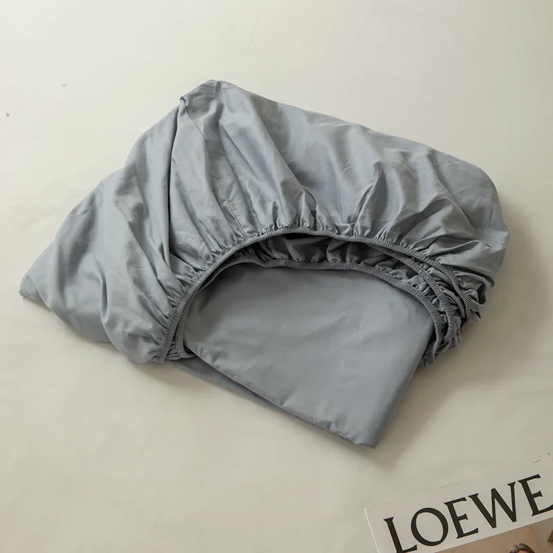 40s Cotton Twill Fitted Sheet & Mattress Protector Set - Solid Color Pillowcases, Breathable Mattress Cover for Home Hotel