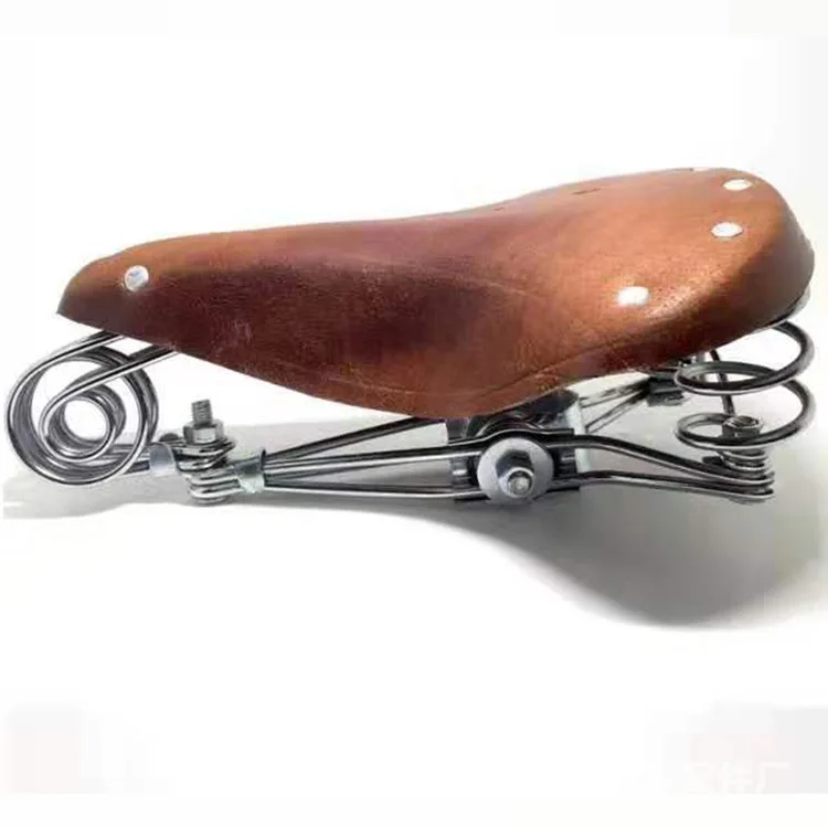 Traditional Old Style Bicycle Saddle Riveting Cow Leather Seat Road Bike Standard MTB Vintage Cushion Cycling Part