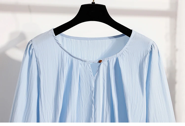2026 Weiße Bluse mit Kordelzug-Taille, langen Ärmeln, lockerem Schnitt, verjüngendem Peplum, Babydoll-Stil, lässiges Top aus Crinkle-Stoff – Detail 19