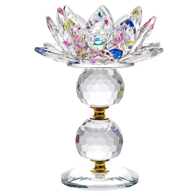 

Color blooming crystal lotus candle holder tea lamp