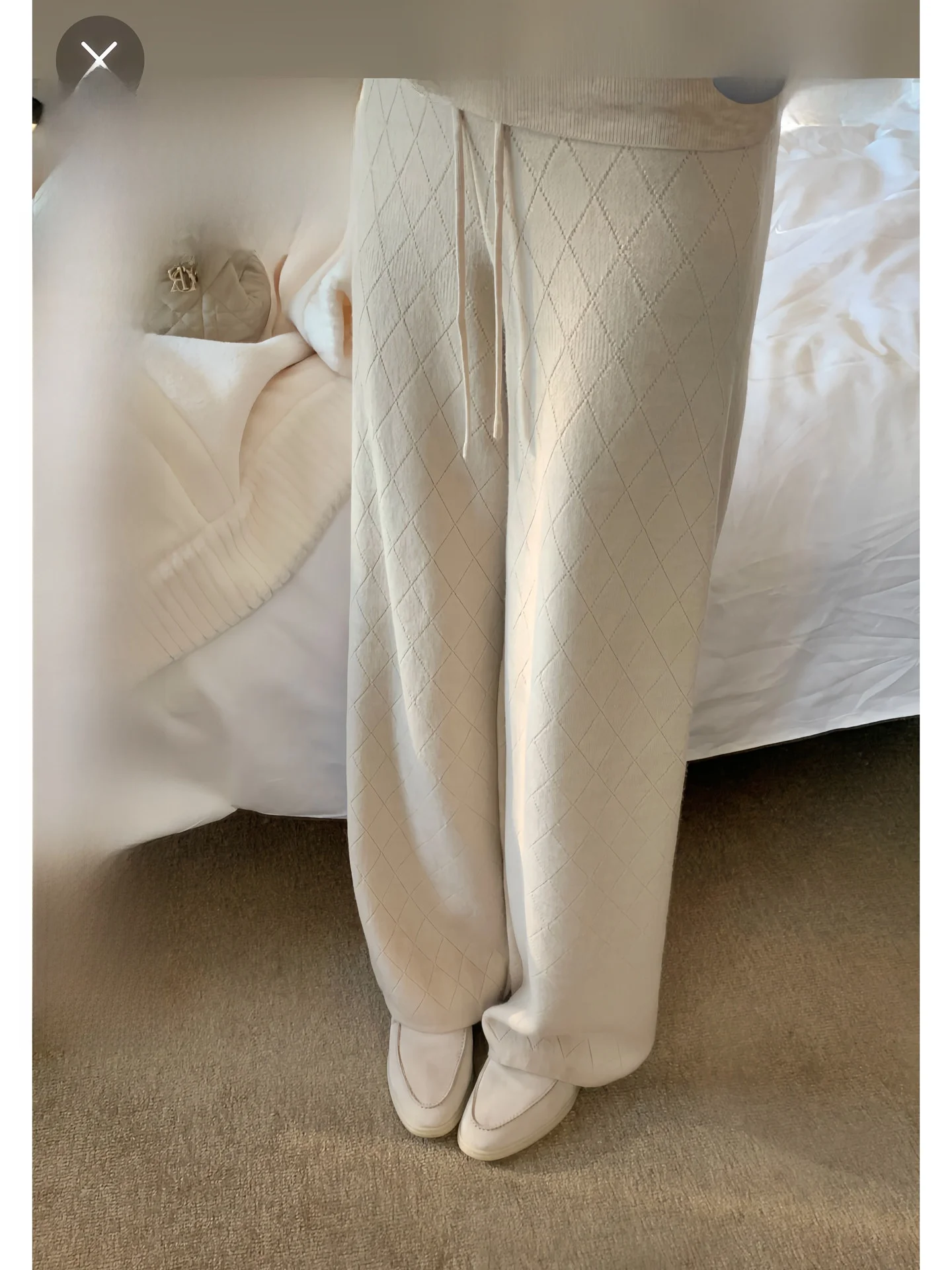 

Женские зимние прямые брюки с завязками, теплые, повседневные, с узором «рисовая лапша», комфортные, мягкие