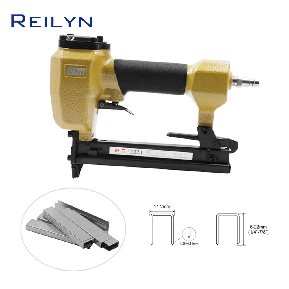 

Reilyn Air Frame Stapler 20 Ga 1022J 10-22mm Staples Crown 11.2mm Upholstery Pneumatic Nail Gun Floor Roof Air Nailer