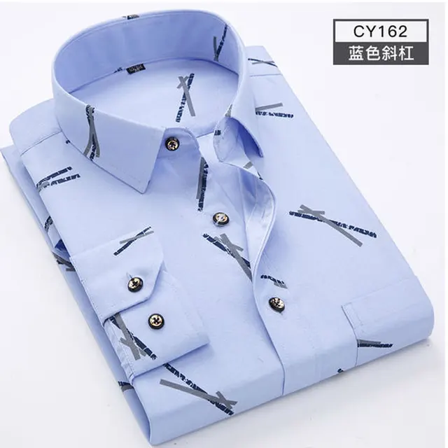 Nowa koszula męska z długim rękawem, cienka, wiosenno-letnia, z nadrukiem, wolnym prasowaniem, business casual, slim, oddychająca koszula
