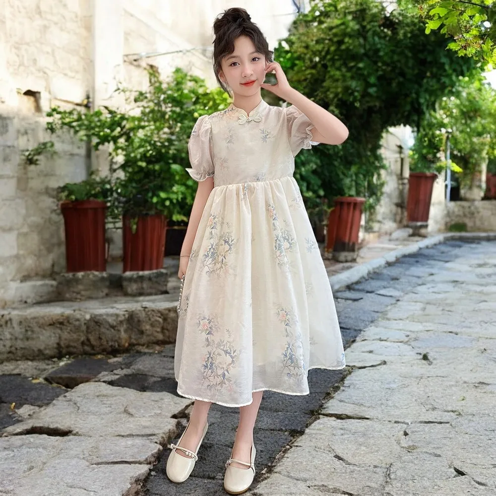 Cute Baby Girls Floral Dresses Kids Outfits Party Summer Cotton Short Sleeve Wedding Princess Costumes 5 6 7 8 9 10 12 13 Years