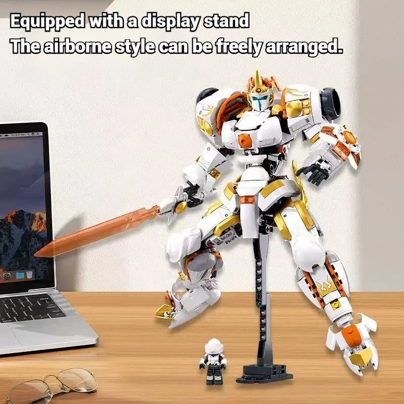 

Transforming robot model desktop ornament, building blocks mecha assembly toy, DIY toy children's birthday gift.