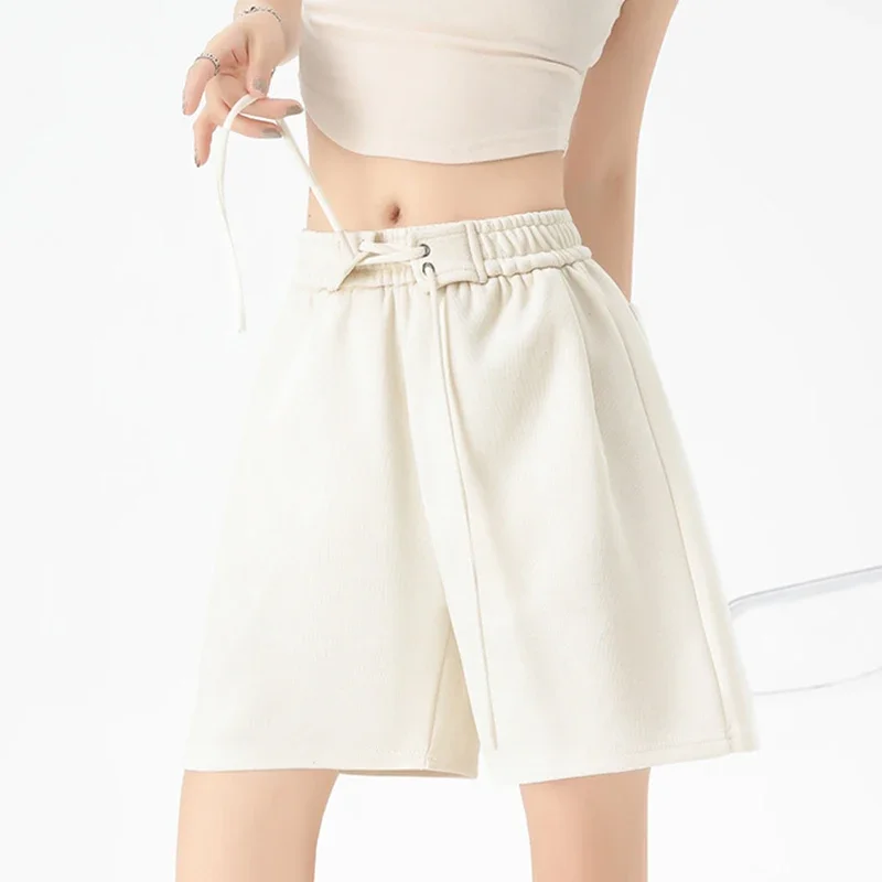 عادية فضفاض واسعة الساق السراويل الرياضية النساء 2025 في الهواء الطلق عالية الخصر مستقيم سراويل قصيرة امرأة مرونة الخصر رياضة التنس السراويل #5