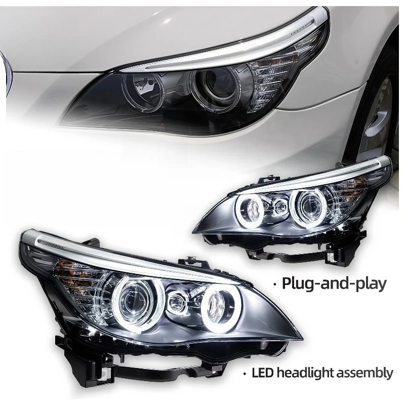 Applicable to 2003 - 2010 Model for   5 Series E60 Headlamp Assembly 523i 530i Angel Eye Lens Xenon Headlights