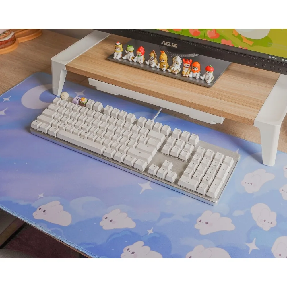 Dreamy Bunny Desk Mat - Original Art Bunnies on Clouds Large Mouse Pad desk accessories alfombrillas para escritorio
