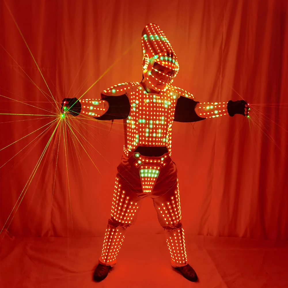 Pixel LED Lights Jacket Coat Stage Dance Costume Tron RGB Light Up Stage Suit Robot Outfit Group Dance Performance