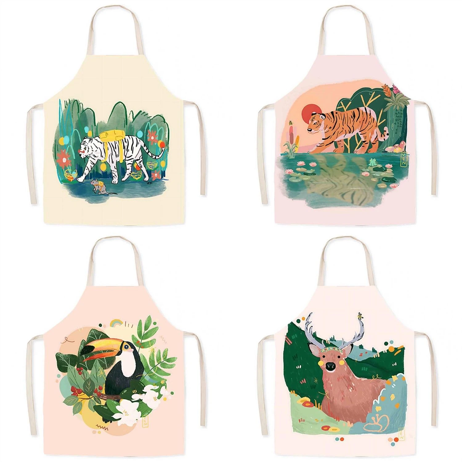 

Forest Animal Series Hornet Sleeveless Apron Kitchen Home Waist Studio Baking Parent-Child Studio Clothes