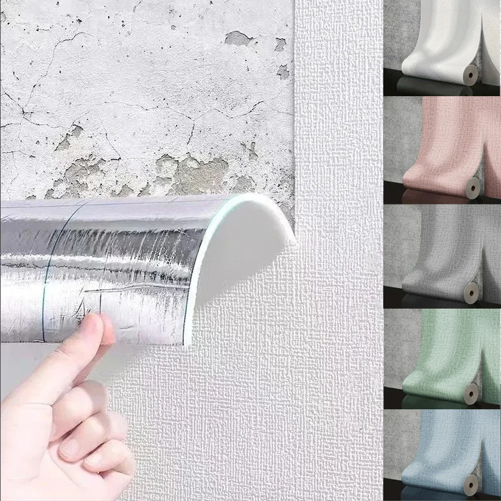 50cm Selbstklebende Schaumstoff-Wandpaneele 3D Leinen-Textur Wasserdicht Schalldämmend Abnehmbar für Wohnzimmer Schlafzimmer Heim-Dekoration