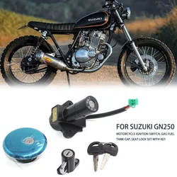 Motorcycle GN250 Electric Ignition Switch Fuel Gas Cap Cover Seat Key Lock for Suzuki GN 250