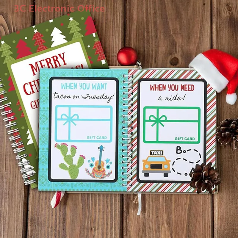 Feliz natal cartão de presente livro cor espiral encadernado cartão livro com suporte para cartões de férias de natal
