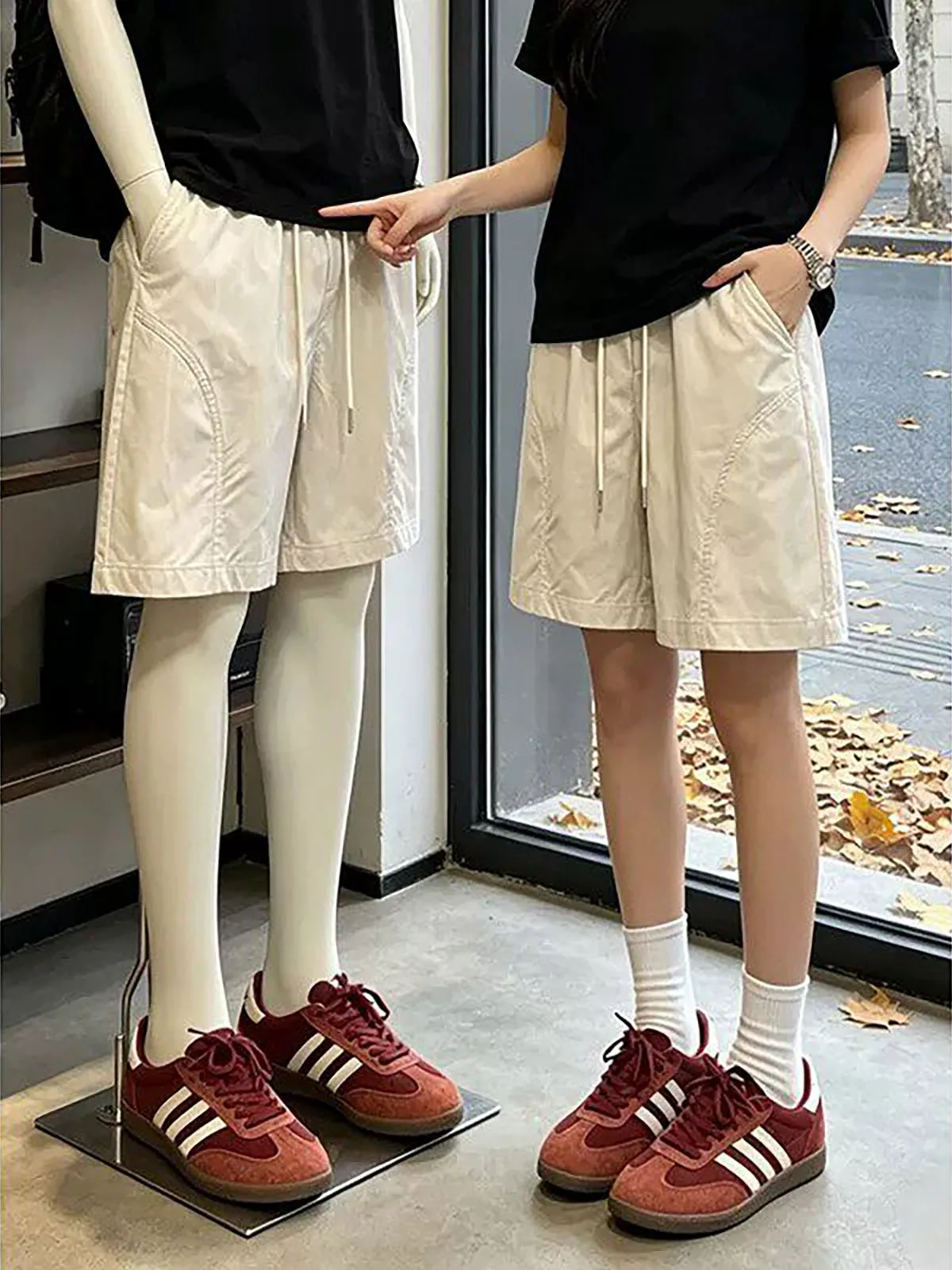 Quick Dry Ice Silk Shorts Men's Casual Lightweight Summer Sport Style Side Cut Deconstructed Four Five Split Pants