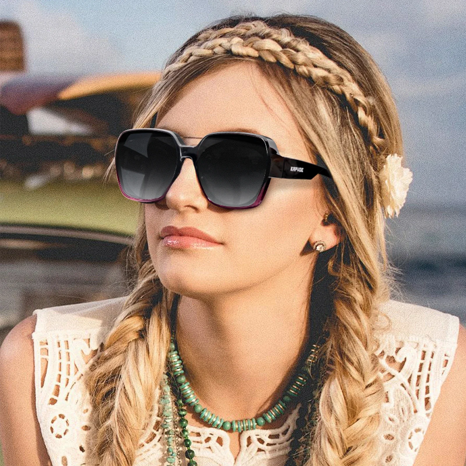 Kapvoe Women Shades Driving Fishing Bicycle Goggles Fitover Sunglasses Oversized Square Polarized Glasses Cycling Glasses Men