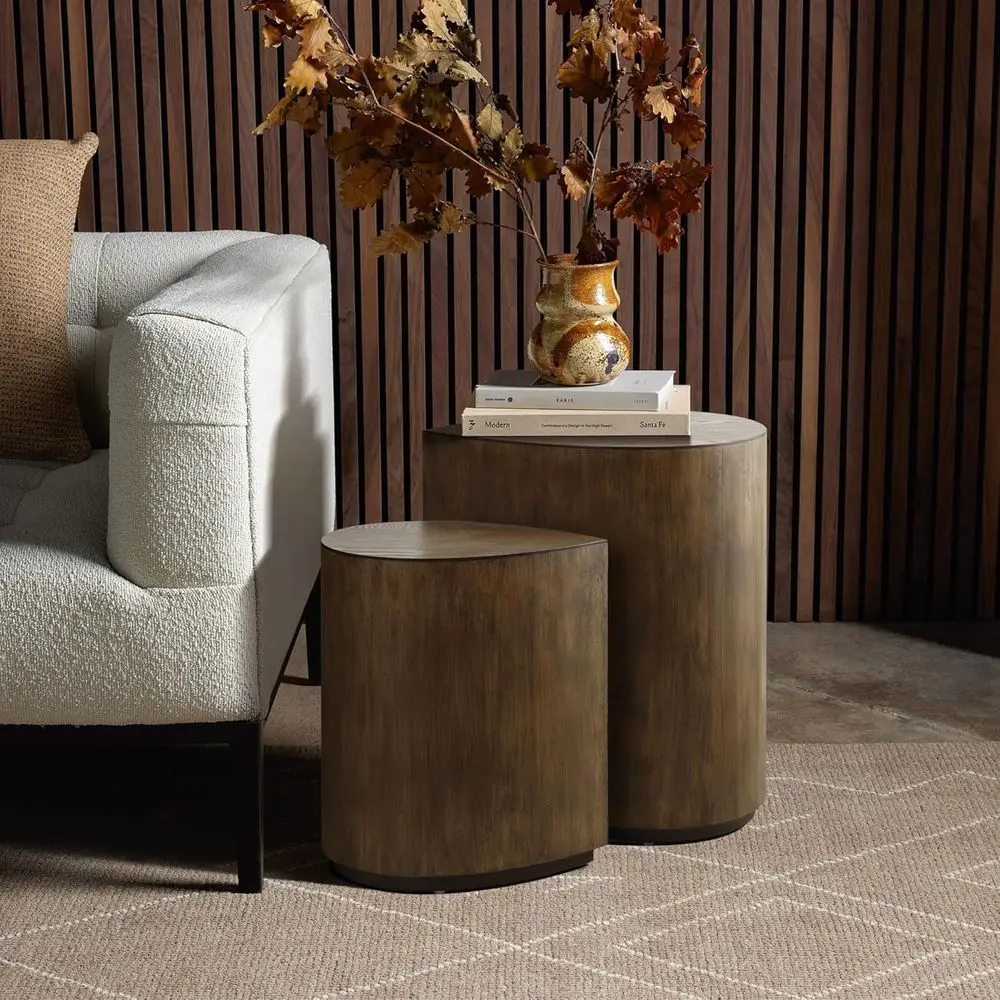 

LuxenHome 2-Piece Nesting Coffee Tables, Walnut Finish, Minimalist Design for Living Spaces and Offices