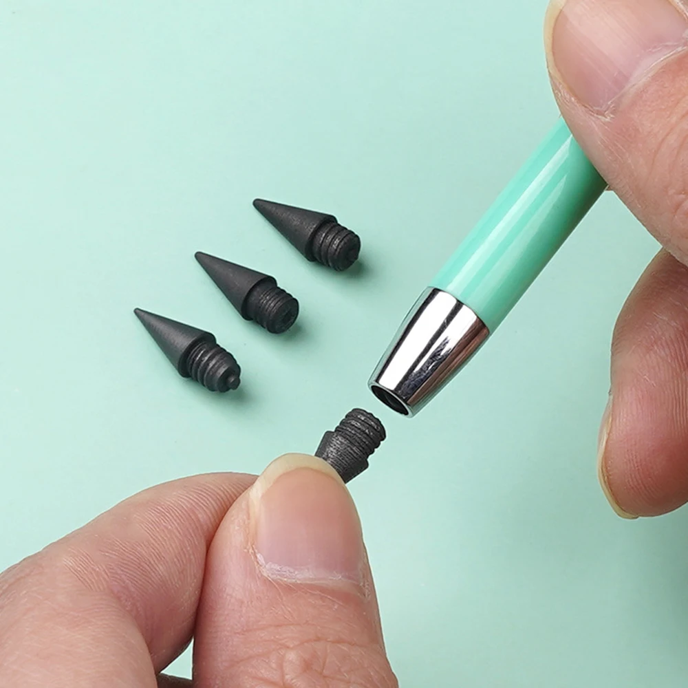 1/6 buah pensil warna Eternal Lead Core tahan aus tidak mudah rusak pensil portabel dapat diganti perlengkapan alat tulis
