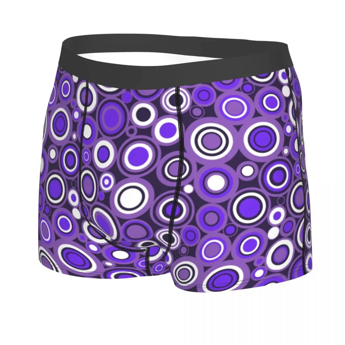 Custom Ultra Violet Purple And White Circle Retro Pattern Underwear Men Print Boxer Briefs Shorts Panties Breathable Underpants