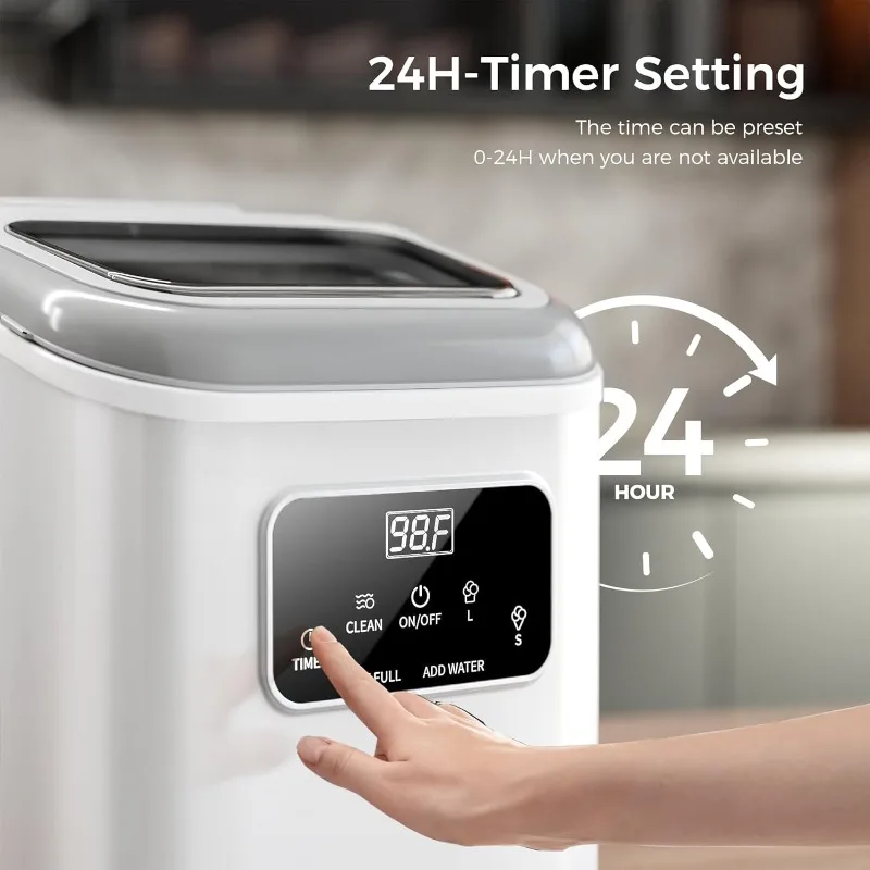 Kismile ポータブルカウンタートップ製氷機 LED スクリーンコントロールパネル付き、容量 28 ポンド/24 時間、セルフクリーニング製氷機