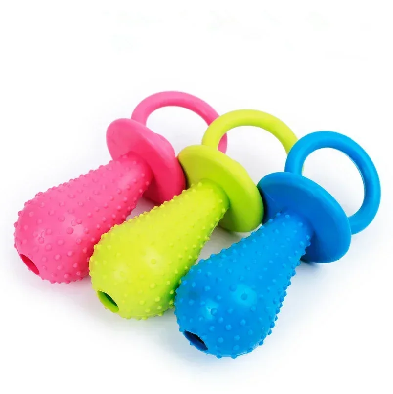 Pacifier Pet Rubber Dog Toy Interactive Rubber Soother Pet Dog Cat Puppy Elasticity Teeth Dog Chew Toys Tooth Cleaning Toy