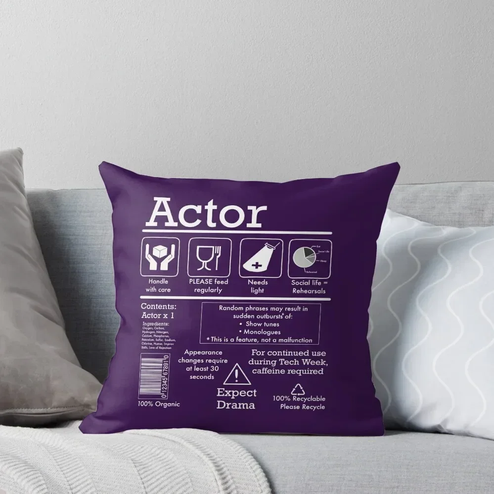 Actor Care Instructions - Funny Theatre Lover Gift Throw Pillow Luxury Cushion Cover Luxury Pillow Cover luxury decor pillow