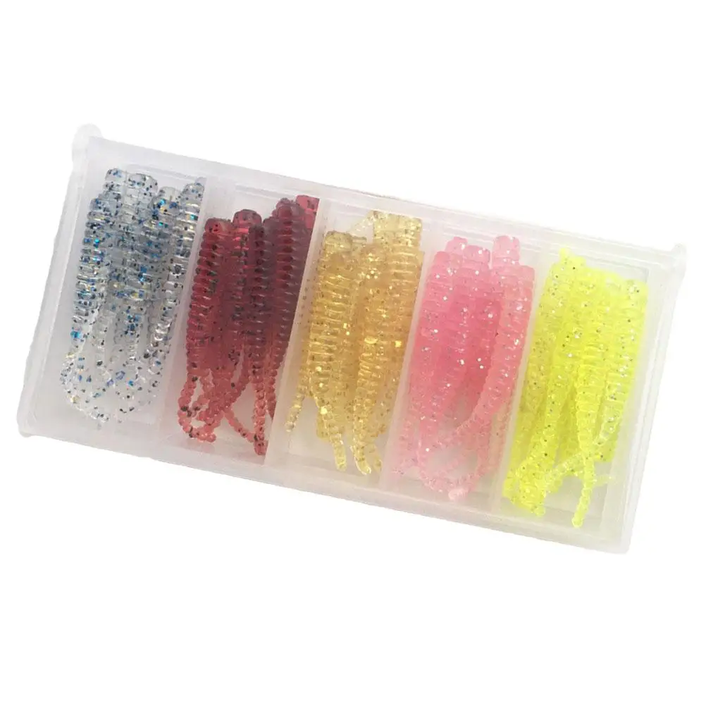 

50pcs Fishing Soft Bait Box Fake Swimbait Mix Plastic Bionic Swimming Bass Tackle Storage Vibrant Colors Trout