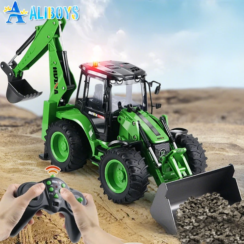 

Huina 1579 RC Excavator 1:14 9CH Remote Control Backhoe Loader Truck Engineering Vehicle Construction Model Kid Christmas Gifts