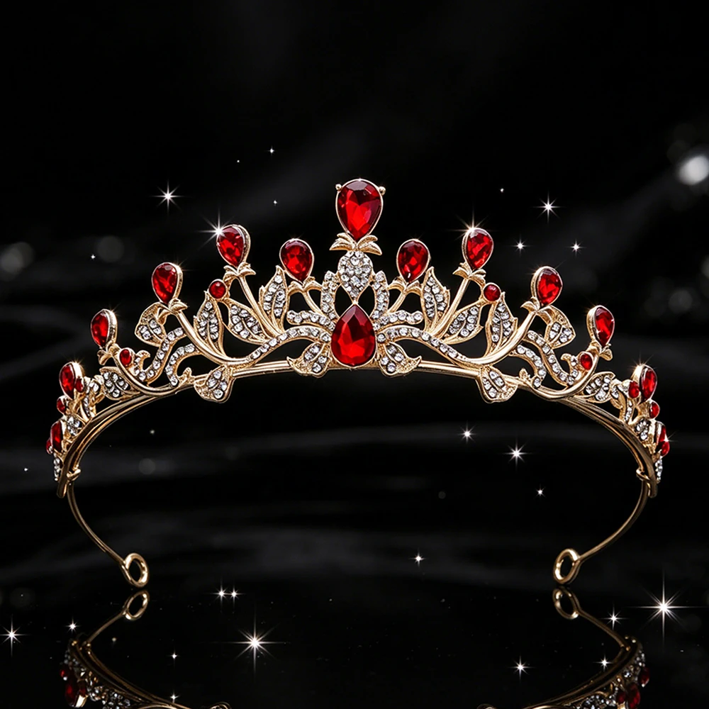 Vintage Fashion Queen - Baroque Crystal Leaf Bridal Tiara Sparkling