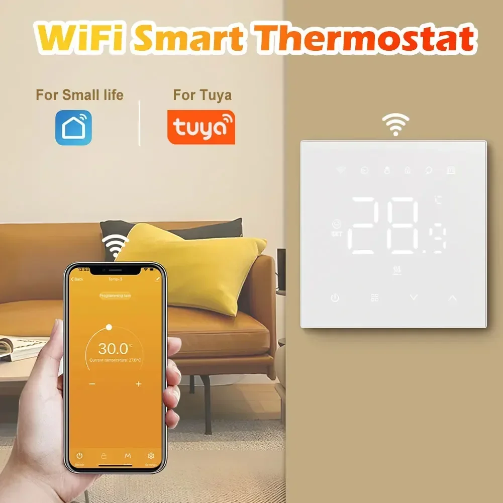 

For WiFi Heating Thermostat 220V For Electric Water Floor Heating Home Smart Temperature Controller White Black