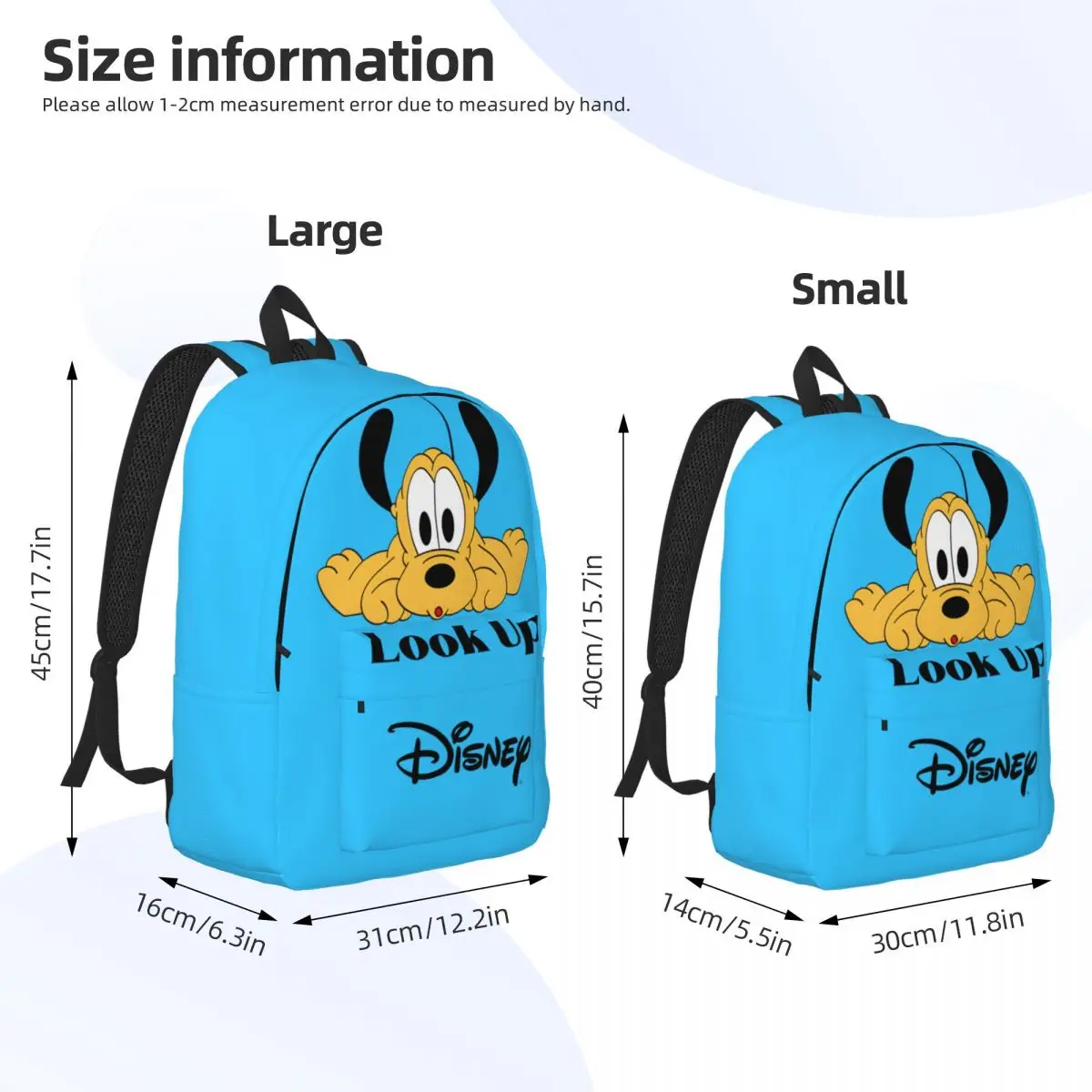 Storage Bag Look Up Zipper Closure Disney Cartoon Character Pluto College Student Birthday High Street Schoolbag Travel