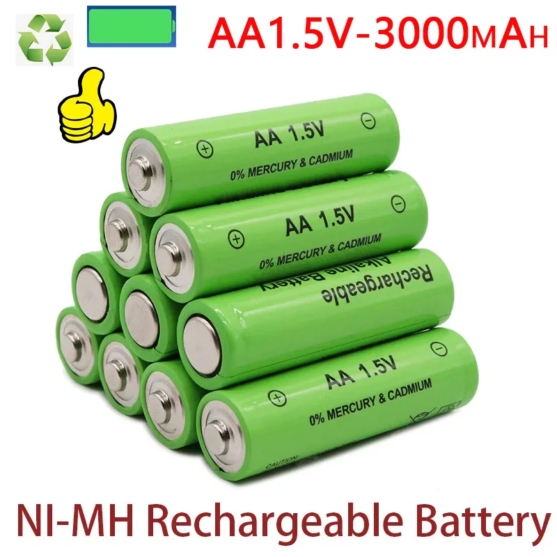 AA1.5V battery, 3000mAh,Alkaline technology lithium-ion 1.5V AA battery, clock, mouse, computer, toy, rechargeable battery