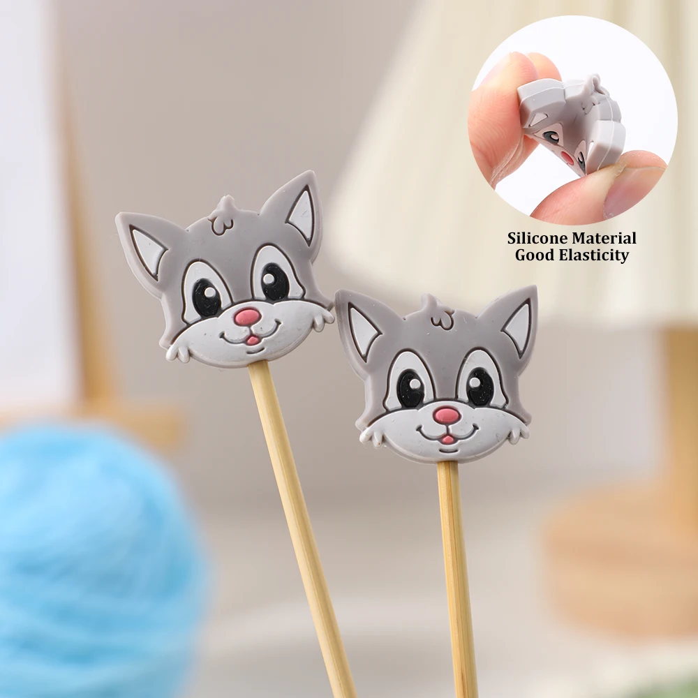 Cute Animal Knitting Needle Stoppers Needles Point Silicone Protector Anti-shedding Cap DIY Weave Tool Sewing Accessories