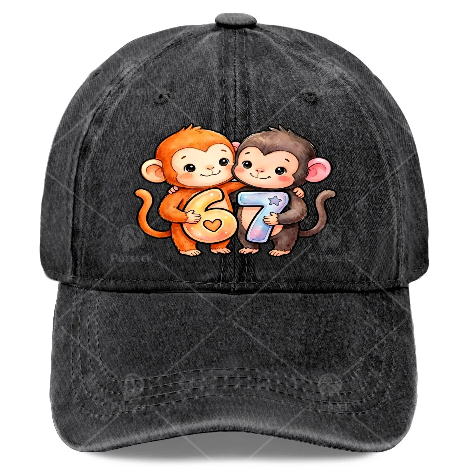 Cute Monkey Punchs Six Seven Meme 67 Babys Lovers Baseball Hat Unisex Stylish