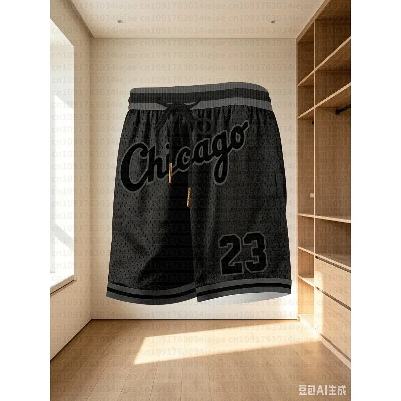 NO.23 Black Basketball Shorts Summer Breathable Loose Y2K Oversized Leisure Suitable Fitness Exercise Training Shorts