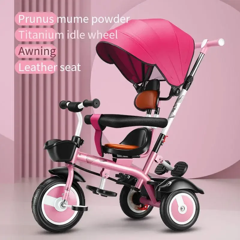 Three-wheeled Baby Stroller Multifunctional Two-way Swivel Seat Children\'s Pedal Car Four Seasons Universal Anti-scroll Stroller