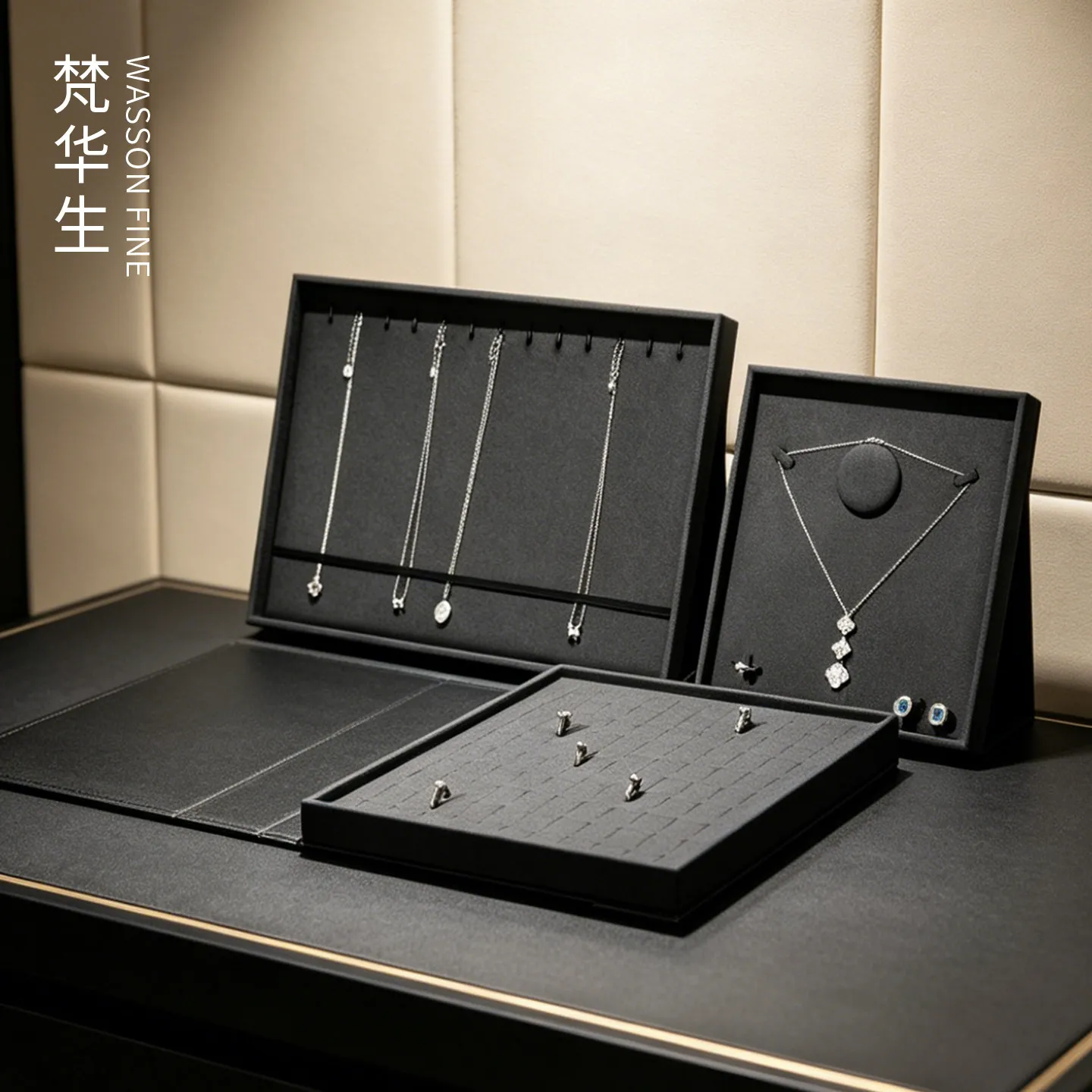 Earrings necklace ring display box window vertical jewelry display tray portable jewelry exhibition storage box